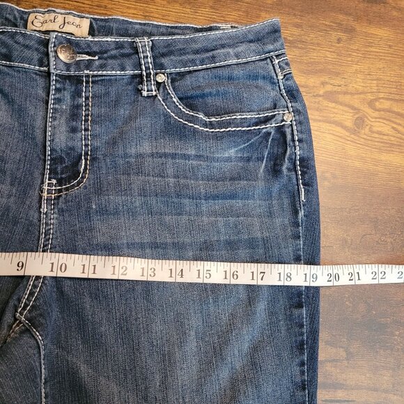 Earl Jeans Womens 12 Straight Leg Mid Rise Button Flap Embellished Thick Stitch - Picture 6 of 10